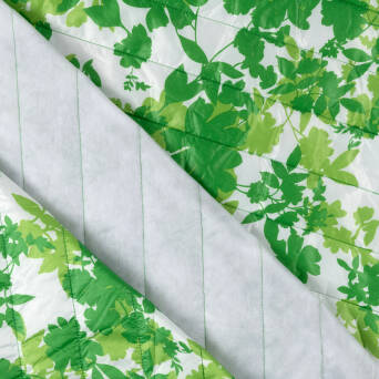 Quilted orthalion/nylon fabric  - GREEN LEAVES
