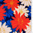Tkanina wiskoza  BIG FLOWERS - RED, CREM, BLUE