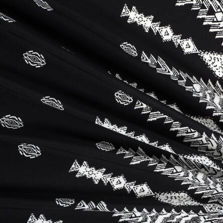 Viscose fabric BORDER AZTEC BLACK #4625-04
