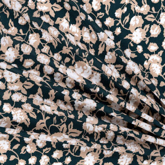 Viscose fabric  BEIGE ROSES ON GREEN 2898 #03
