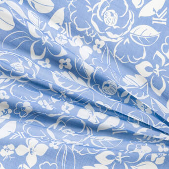 Tkanina Ramia WHITE FLOWERS ON BLUE #2804-01 II GATUNEK