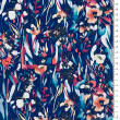 Cotton fabric PREMIUM ORANGE WATER FLOWERS ON BLUE #148 #03