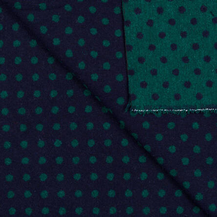 Fabric with wool  GREEN DOTS  #D95-01
