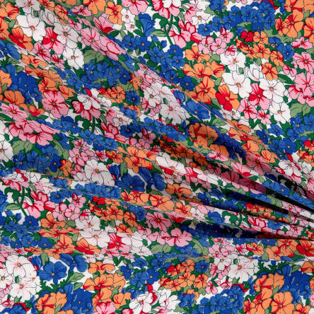 Viscose fabric MEADOW OF FLOWERS ON WHITE 2830 #01