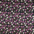 Viscose fabric BORDER Flowers in the garden ON NAVY BLUE