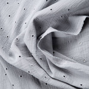 Double Gauze - Cotton muslin EMBROIDERED ASHEN JS-01 #25