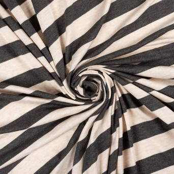 Jersey wiskozowy GRAPHITE AND BEIGE STRIPS  #D1 #04