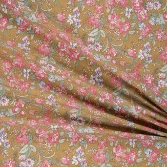Cotton fabric SPRING MEADOW ON KHAKI #9795-01