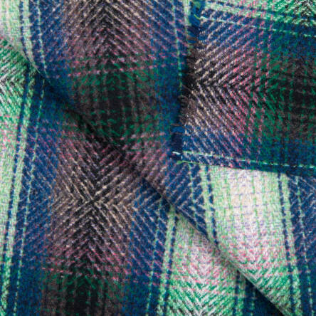 Fabric with wool CHECK BLUE-GREEN #D193-03