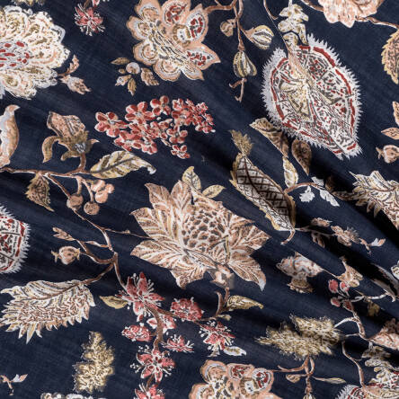 Viscose and cotton fabric ANTIQUE FLOWERS D43#03