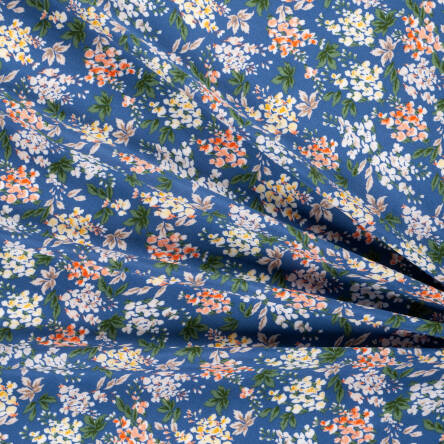 Tkanina wiskozowa FLOWER BOUQUET ON BLUE D2910 #02