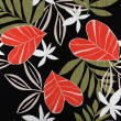 Viscose fabric EXOTIC LEAVES ON BLACK #D63 #01