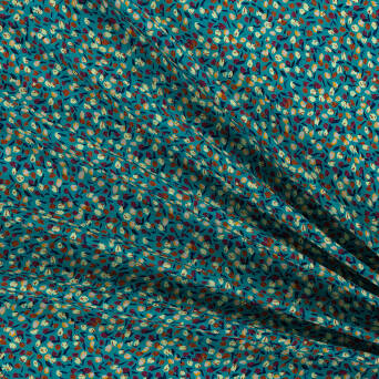 Viscose fabric TULIPS - MARINE #D2950-08