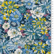 Cotton fabric PREMIUM BLUE SUNNY FLOWERS #118 #02