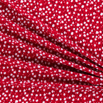 Viscose fabric  PAINTED FLOWERS ON RED A2858.04