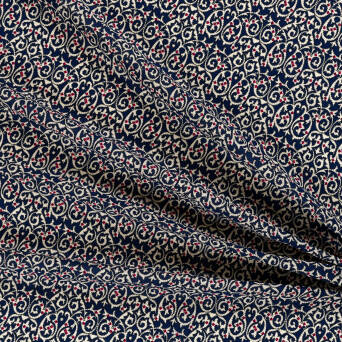 Viscose fabric ORNAMENT ON NAVY  D35 #01