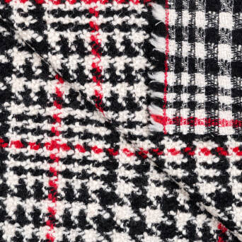 Fabric with wool  RED STRIPES  #D104-01