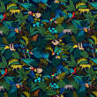 Cotton fabric PREMIUM WILD ANIMALS ON NAVY BLUE  #9799 #02