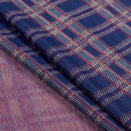 Knitted fabric check BLUE-RED 280g