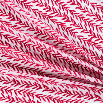 Viscose fabric RED IVY LEAVS ON WHITE A2844.05