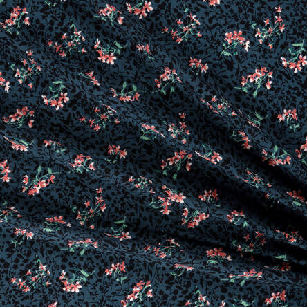 Viscose fabric BRANCHES ON DARK PETROL 8624 #01