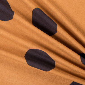 Tkanina Wiskoza duże kropki na KARMELU