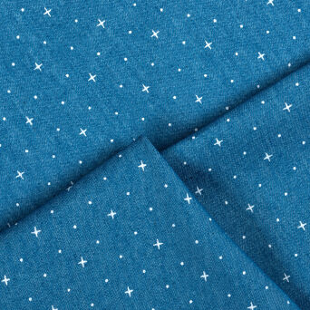 Tkanina jasny JEANS light drobne GWIAZDKI