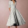 Dress fabric Viscose crepe - dots  BEIGE/KHAKI