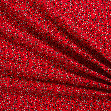 Viscose fabric DELICATE FLOWERS ON RED RM19302-01