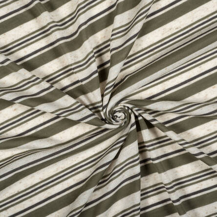 Knitted fabric with linen - OLIVE STRIPES