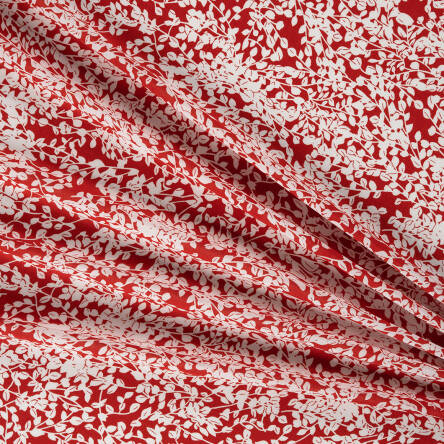 Viscose fabric WHITE CLIMBERS ON RED 8667 #02
