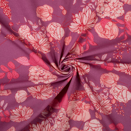 VINTAGE FLOWERS on PINK CHAMPAGNE jersey 200g
