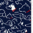 Cotton fabric DOGS on navy blue