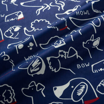 Cotton fabric DOGS on navy blue
