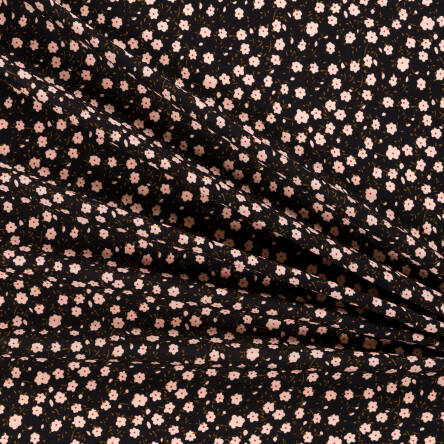 Viscose fabric  PAINTED FLOWERS ON BLACK A2858.01