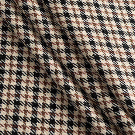 Houndstooth check  fabric CREME-BLACK