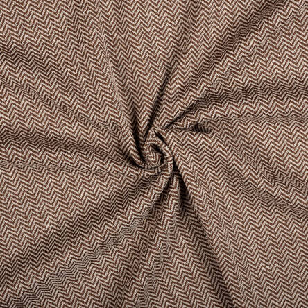 Knitted fabric with linen HERRINGBONE BROWN