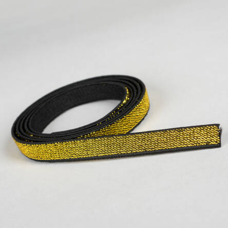Rubber BLACK with metal thread GOLD 10 mm