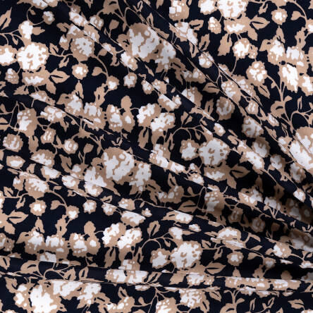 Viscose fabric BEIGE ROSES ON NAVY 2898 #01