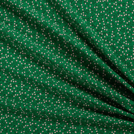 Viscose fabric DELICATE FLOWERS ON GREEN RM19302-01