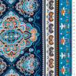 Viscose fabric BORDER BLUE OPAL ORNAMENT #9603-01