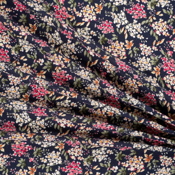 Viscose fabric FLOWER BOUQUET ON NAVY D2910 #05