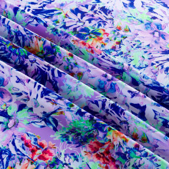 Materiał typu Lycra SUMMER VIOLET FLOWERS #220077
