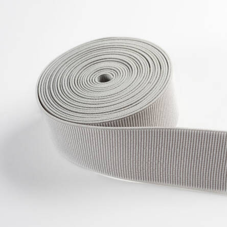 Rubber knitted vertical stripe GREY 50 mm