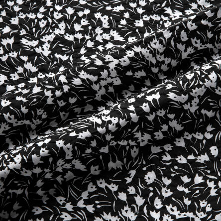 Tkanina bawełniana KRESZOWANA kwiatuszki na czarnym