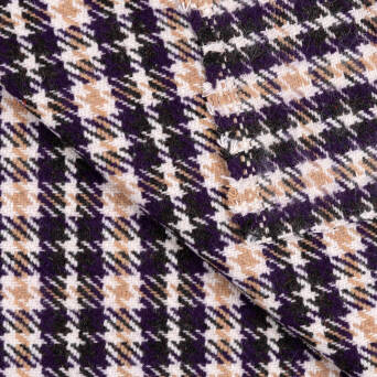 Tkanina z wełną VIOLET-BEIGE Houndstooth check