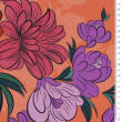 Viscose fabric large flowers on CORAL