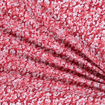 Viscose fabric TINY FLOWERS ON RED  2870 #01