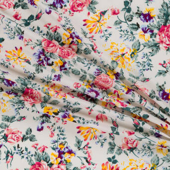 Cotton fabric ROSES ON CREAM #3099-04