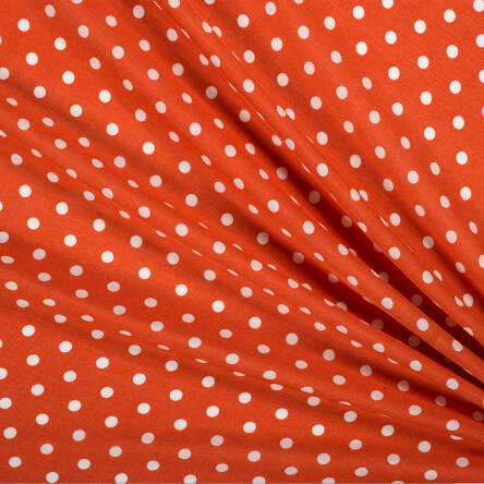 Viscose fabric white polka dots on ginger